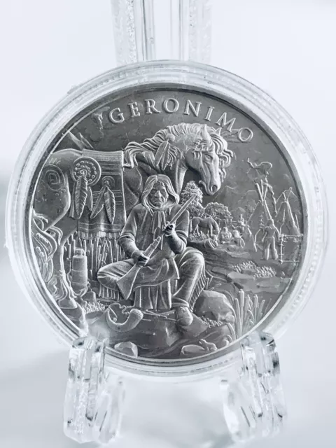 1 Troy oz Geronimo Legendary Warriors Design .999 Fine Silver Round In Case