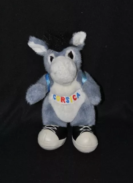 Peluche doudou âne CORSICA gris noir blanc basket sac à dos jeans 25 cm TTBE