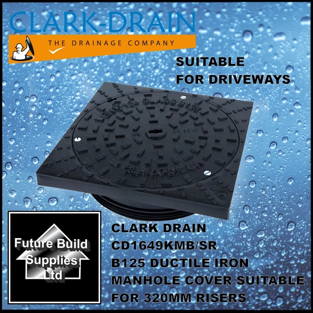 CLARK DRAIN B125 300mm Ductile Iron Square to Round Locked Manhole