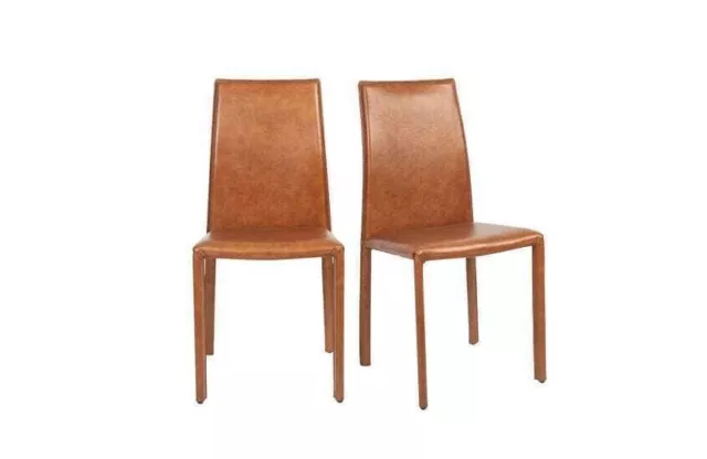 Heal's Byron Pair of Dining Chairs Tan Leather RRP £699