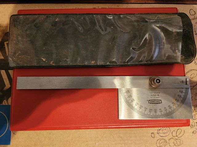 Craftsman Stainless Steel 0-180 Degree Protractor 9-4029 USA Vintage WITH COVER