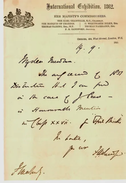 "1st Baron Sandford" Francis Sandford Hand Written Letter On Royal Letterhead