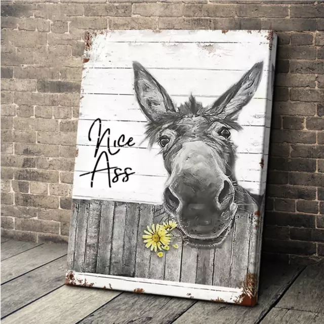 Funny Donkey Sunflower Bathroom Farmhouse Bathroom Wall Art Canvas Wall Decor