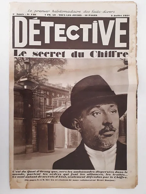 DETECTIVE n°140 (1931) Le secret du CHIFFRE-Les forçats dans la rue