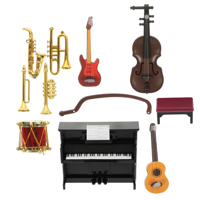 11 Pcs Miniforce-Spielzeuge Puppenhausdekorationen Musikinstrument