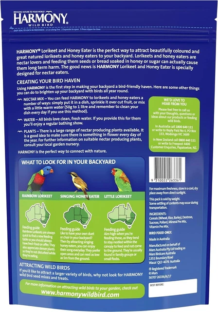 Harmony Wild Bird Lorikeet and Honey Eater  2Kg | BRAND NEW | FREE SHIPPING AU 2