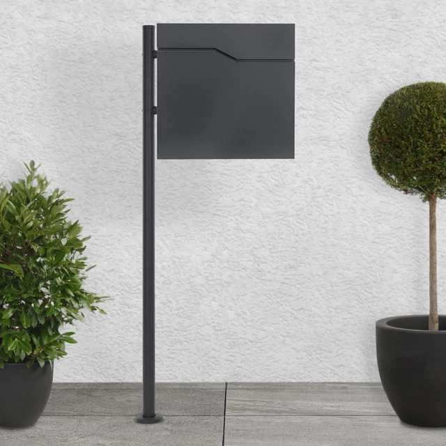 Boîte aux lettres sur une pied anthracite boîte postale en acier moderne 37x11cm