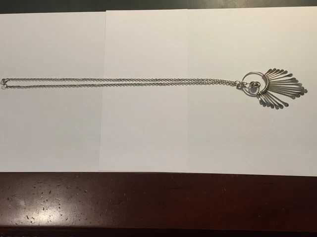 Superbe Sautoir Et Broche Anciens En Argent Des Années 1920 - Longueur 132 Cm