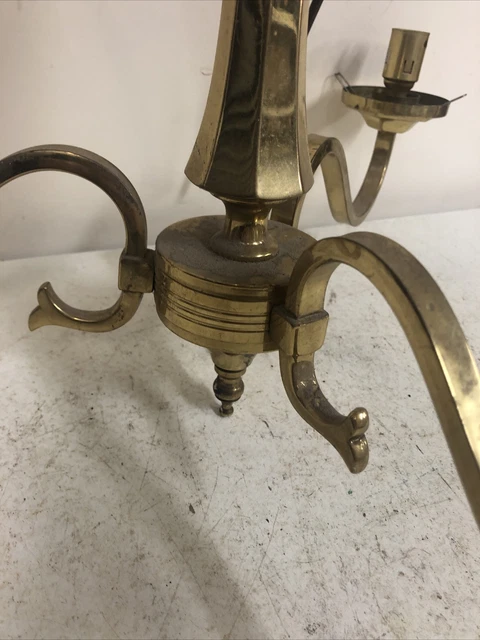Alter viktorianischer Stil Vintage Messing 3 Kronleuchter Licht Kandelaber Hängeleuchte 4