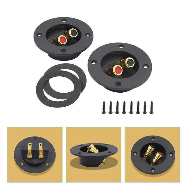2 Pcs Speaker Terminal Cup Push Audio Junction Box Wireless Plug Round