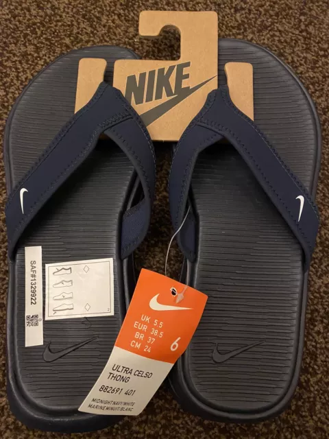 NIKE Men's Ultra Celso Thong Sandal Midnight Navy/White 11 