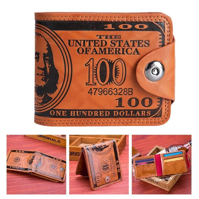 thumbnail image 2 of Men’s US 100 Dollar Bill Faux Leather Wallet – Coin Pocket & Card Holder 2 of 2