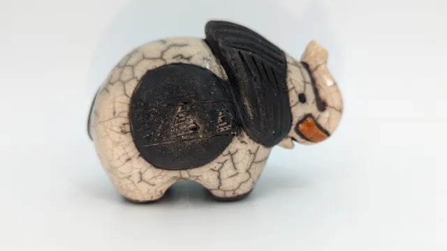 South Africa Hand Crafted Raku Pottery Ceramic Elephant