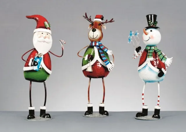 Christmas Metal Character Figures Ornaments Decorations Santa Snowman Reindeer