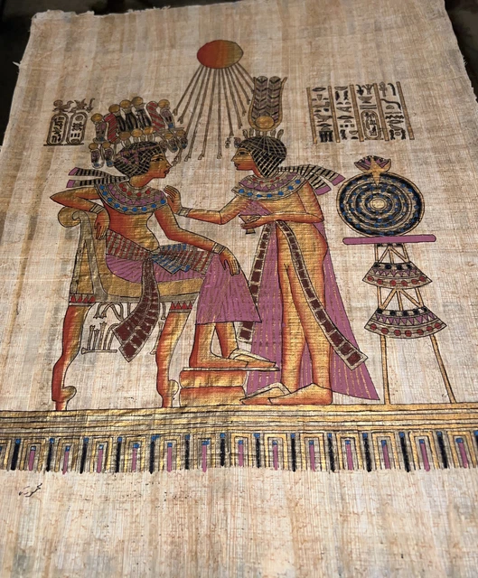 RARE AUTHENTIC HAND Painted Ancient Egyptian PapyrusKing Tutankhamun