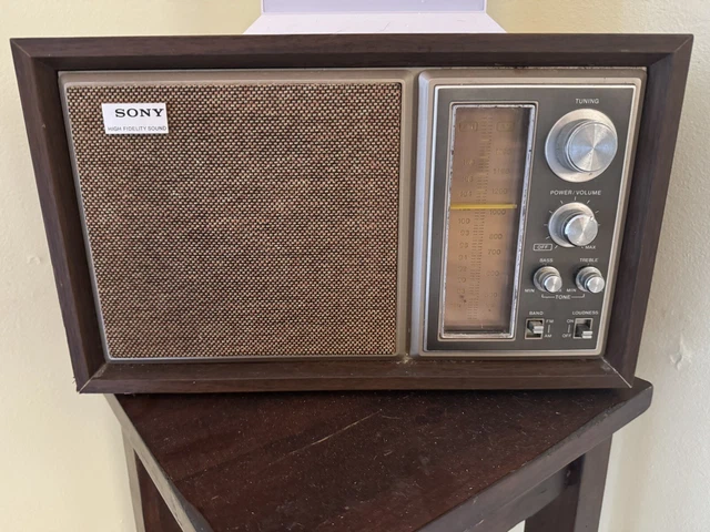 SONY RADIO ICF-9650W AM/FM Tabletop Stereo Woodworks Fidelity Sound ...