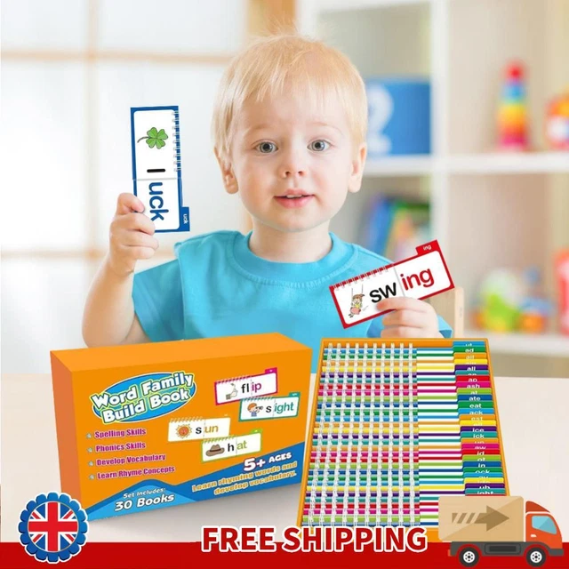 Kindergarten Learning Games Gojmzo Wooden CVC Word Spelling Game - Montessori Learning Toy For Ages 3-6 (50 Cards + 53 Letters) The And Card Game