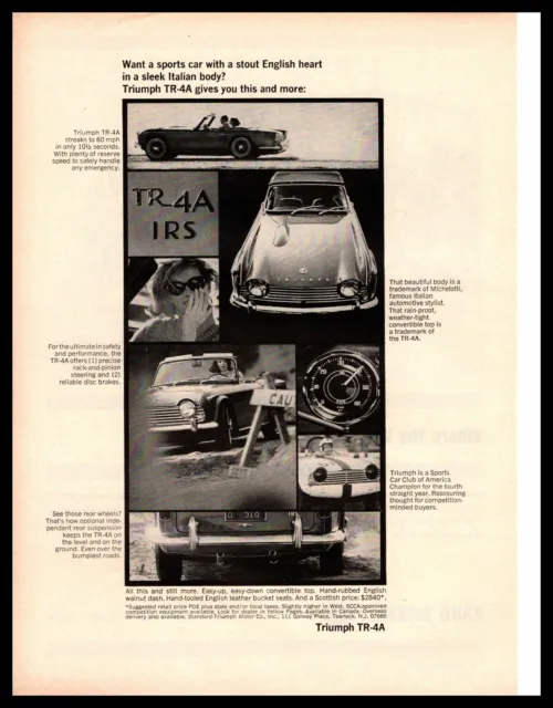 1966 Triumph TR-4A "English Heart Sleek Italian Body Scottish Price" Print Ad