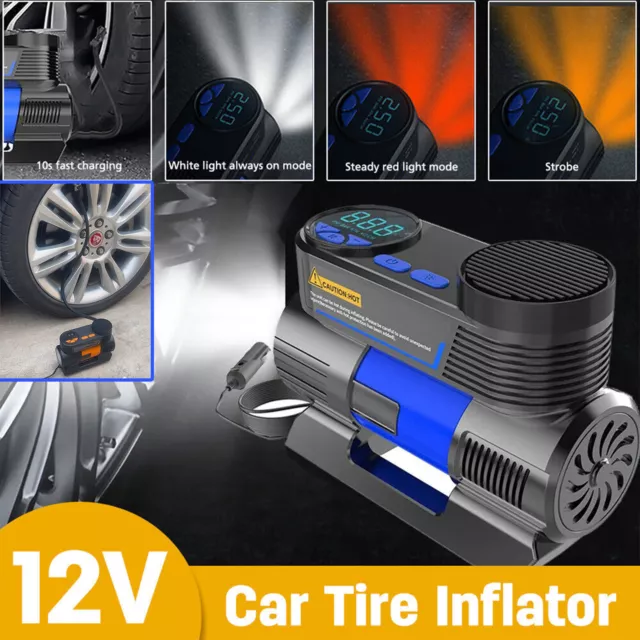 Digital Automatic 12V Car Tyre Inflator Pump 150PSI Air Compressor LED Light Kit