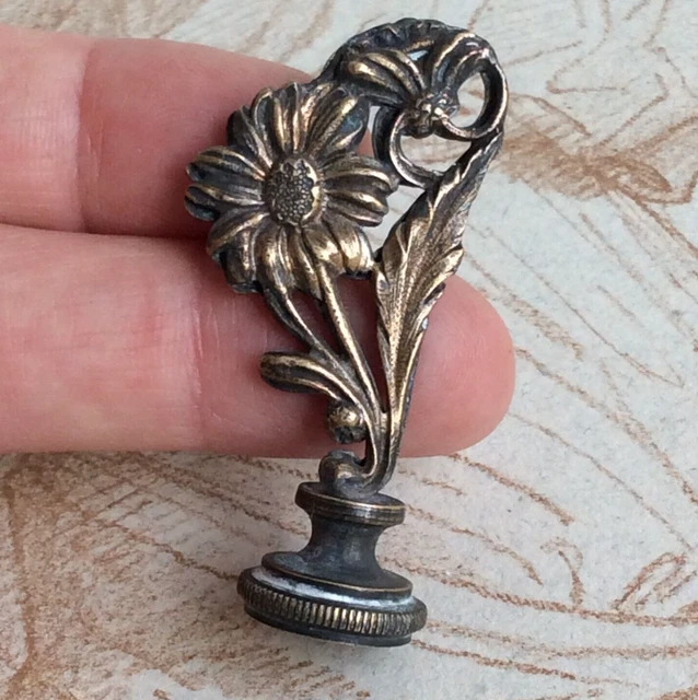 Broche Porte-photo Vintage En Argent Massif - Décor Fleur Et Feuillage - Début 1900