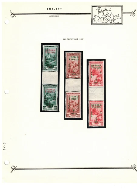Italy AMG FTT 1953 Trieste Fair Gutters on Bush Album Page MNH