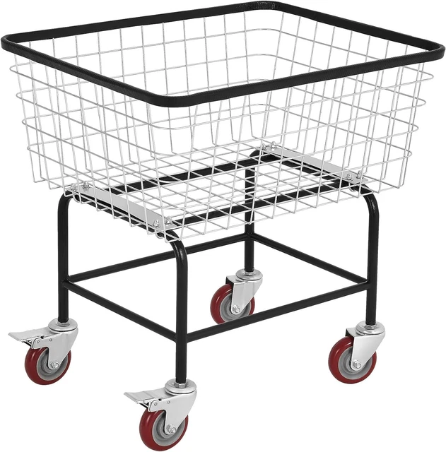 YITAHOME Wire Laundry Cart 2.5 Bushel, Rolling Laundry Basket with Wheels, Metal