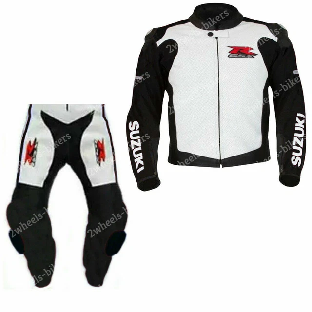 Blouson Moto Suzuki En Cuir – Protection CE – Bleu – Neuf Avec étiquettes – Hommes/Unisexe