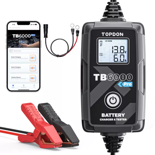 Neueste! TOPDON TB6000Pro 6Amp 2-in-1 Auto Batterieladegerät &Batterieprüfgerät