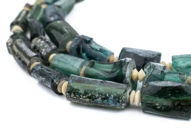 Rectangular Ancient Roman Glass Beads 8mm Afghanistan Blue Rectangle
