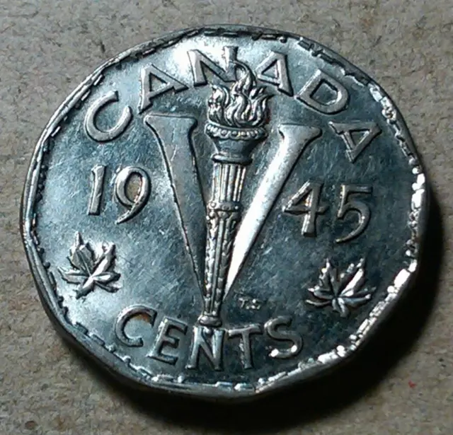 Canada 5 cents 1945 V nickel