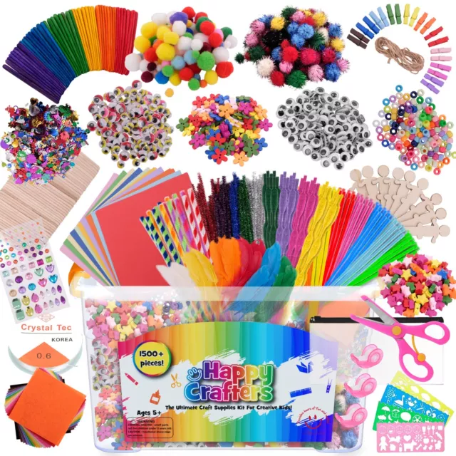 Darice Arts and Crafts Kit - 1000+ Piece Kids Craft Supplies & Materials,  Art Supplies Box for Girls & Boys Age 4 5 6 7 8 9 - Toys 4 U