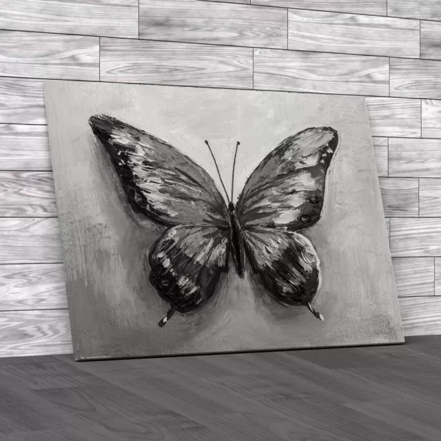 Butterfly Colourful Abstract Paint Effect Canvas Print Large Picture Wall Art