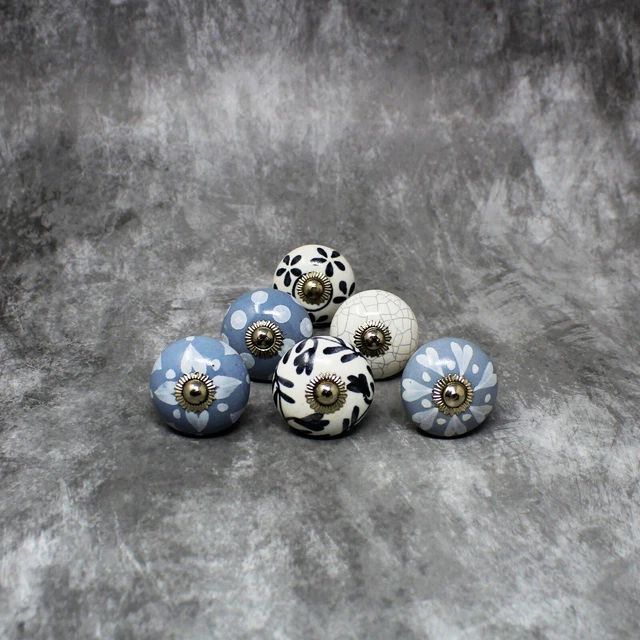 6-PCS Porte Boutons Fleur Céramique Poignée Armoire Tiroir Placard Tirer