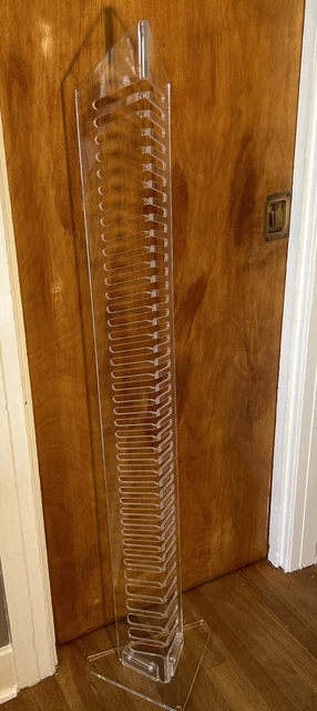 Vintage Acrylic 48 CD Storage Tower Floor Rack Holder Clear Lucite Clear