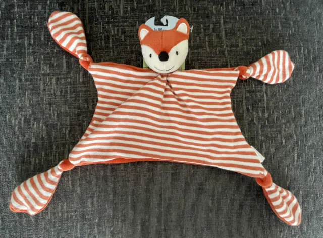 NEW JoJo Maman Bebe Fox Baby Stripes Comforter Soft Hug Toy Blankie BNWT