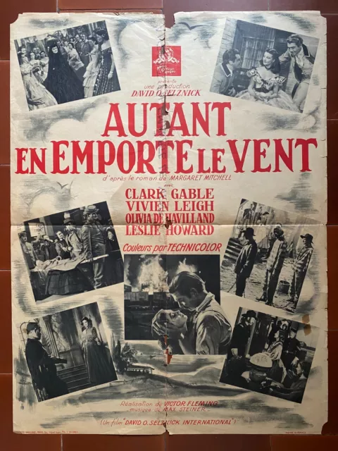 Affiche AUTANT EN EMPORTE LE VENT Victor Fleming CLARK GABLE Vivien Leigh 60x80