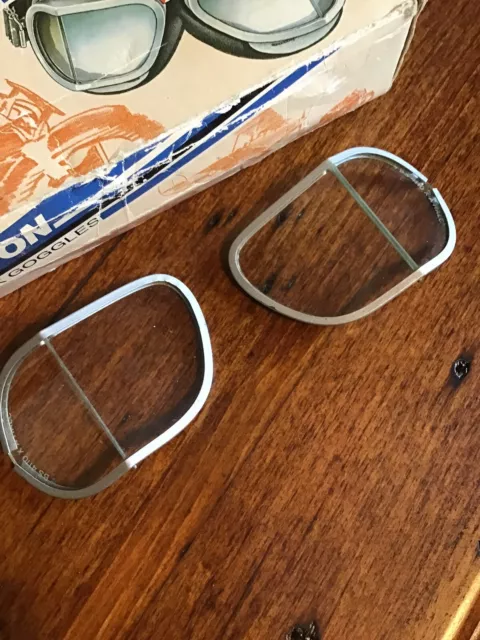 Vintage Motorcycle Goggles - HALCYON Goggles Replacement Lens Pair - Great Cond