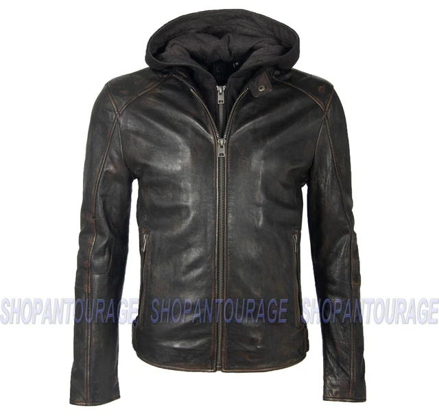 Veste en cuir noir homme pure peau d'agneau motard moto racer taille S