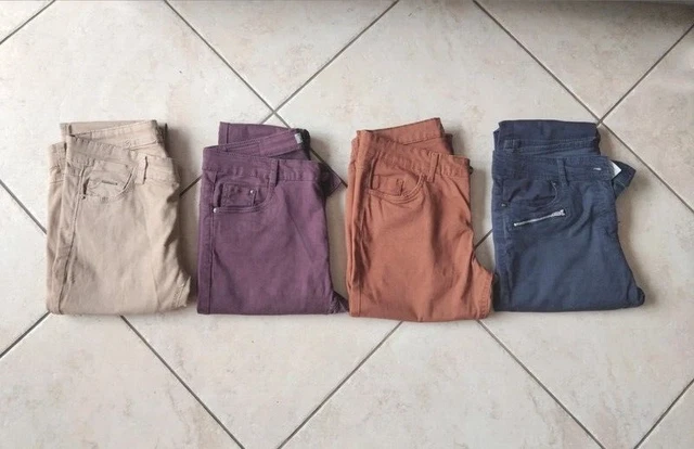 Lot De 4 Pantalons Slim Pour Femme - Taille M/38, Coupe Jean, Multicolore, Occasion En Très Bon état