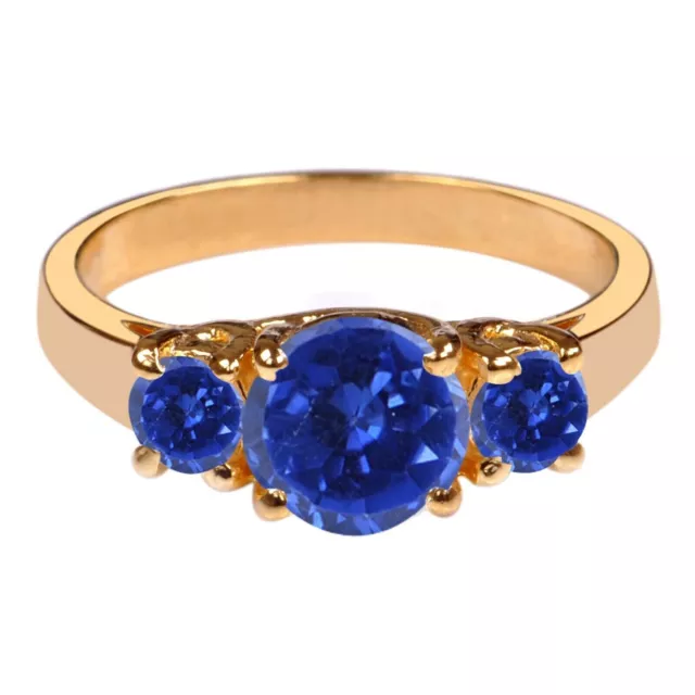 3.50 Carat Natural Blue Tanzanite Round Shape Solitaire Ring In 14KT Yellow Gold