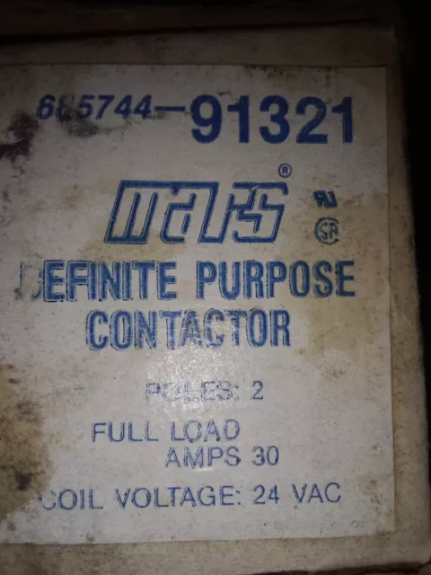 NEW IN BOX Mars 91321 Definite Purpose Contactor 2 Pole 30A 24VAC