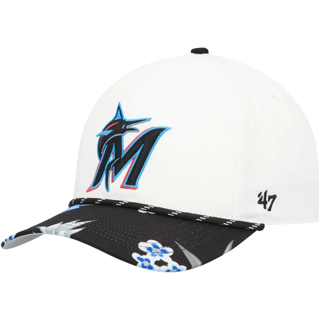 Men's '47 White Miami Marlins Dark Tropic Hitch Snapback Hat