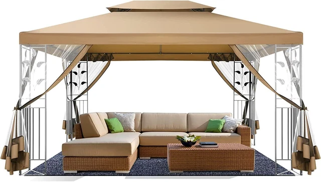Pavillon 3x3/3x4m Luxus Gartenpavillon Partyzelt Gartenzelt Festzelt Gazebo NEU