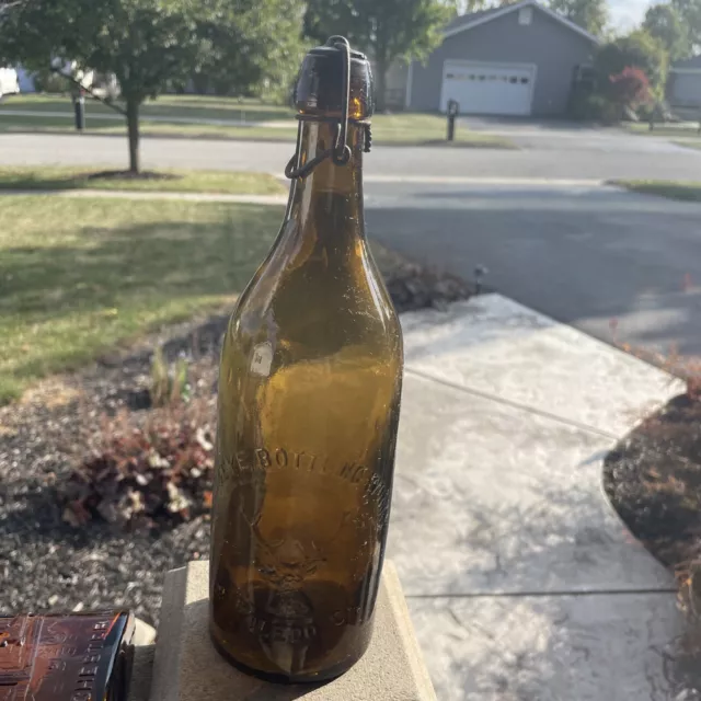 Buckeye Bottling Works Embossed Bottle, Toledo, Ohio Gasoline Yellowish-Green