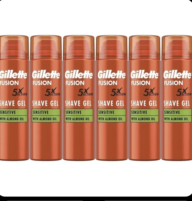 6 x gel de afeitar ultra sensible para hombre Gillette Fusion 5 200 ml
