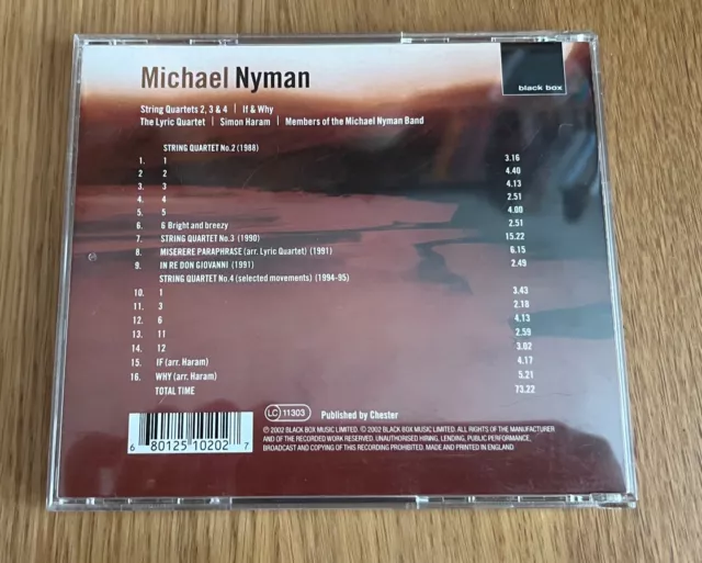 Michael Nyman String Quartets 2 /3 / 4 / If & Why CD 2