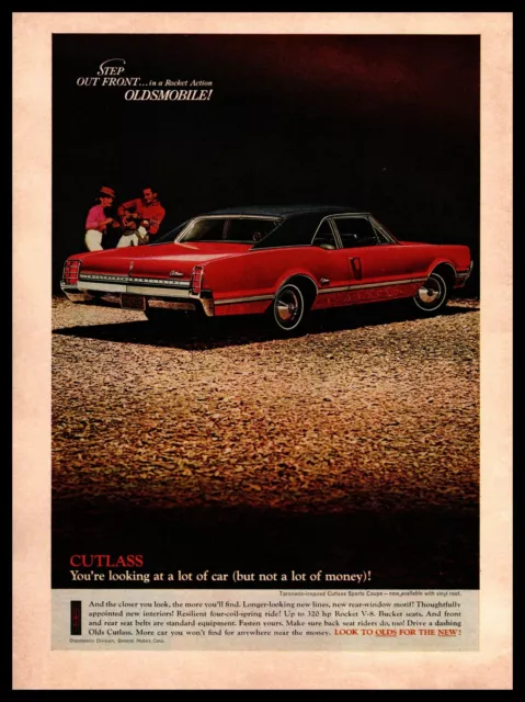 1966 Oldsmobile Cutlass Sports Coupe Rocket V-8 Engine 320 HP Vintage Print Ad