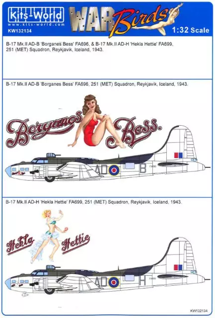 Kits World Decals 1/32 BOEING B-17 Mk.II FLYING FORTRESS Coastal Command Part 2