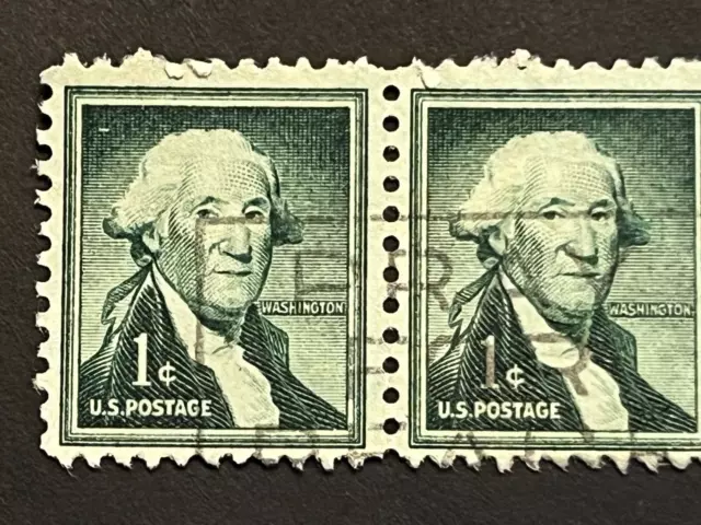 George Washington 1 Cent Green Pair Vintage Postage Stamp US President