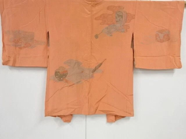 40791# Japanese Kimono / Antique Haori / Urushi / Woven Tea Utensils Pattern